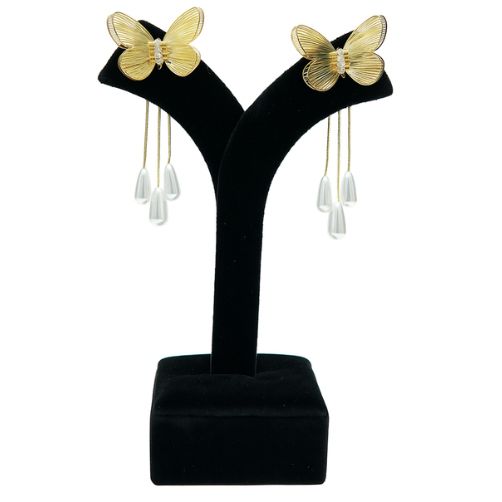 Butterfly Pearl Drop Earrings for Women